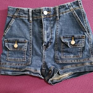 Classic Blue Jean Shorts with Dual Pockets